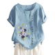 thumbnail image 1 of Gibobby Playera de Manga Corta con Cuello Redondo Mujeres Blouse Top Floral imprimir con estilo T camisas(Azul,XL), 1 of 4