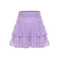 thumbnail image 3 of Doomiva Women's Lace Layered Mini Skirt Outfits A Line Cute Tiered Ruffle Skirt Y2K Streetwear Lavender M, 3 of 6