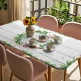thumbnail image 3 of Spring Botanical Table Cloths for 5 Foot Rectangle Tables, Garden Birds Floral Leaves Gray Woodn Patio Waterproof Elastic Fitted Tablecloths, Washable Rectangular Table Cover for Camping, 3 of 8