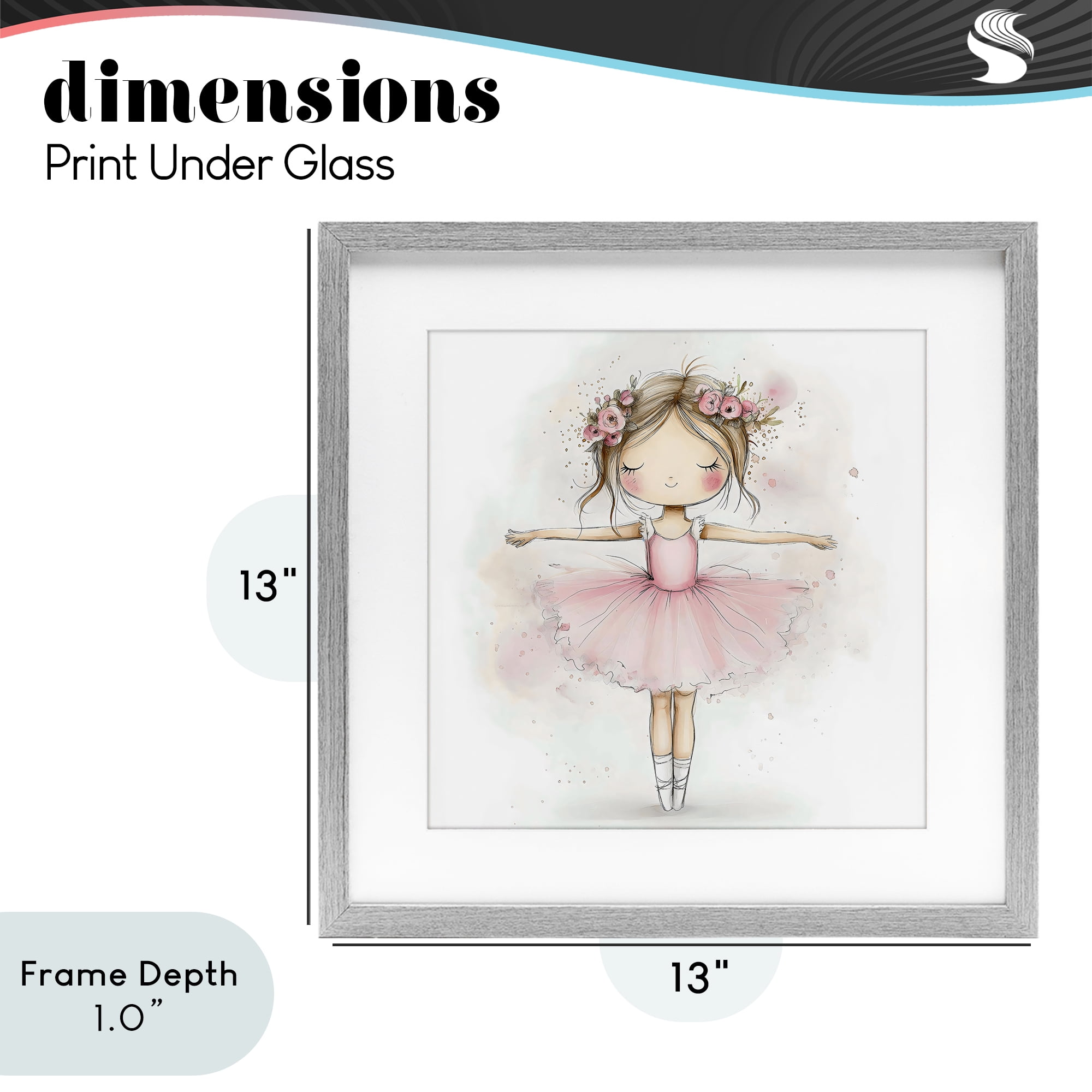 Stupell Industries Flower Ballerina in Pink Tutu Gray Framed Print Under Glass, design by Creative Studio