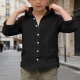 thumbnail image 4 of Ticikt Boys Summer Hooded Shirt Long Sleeve Button Down Beach Top Breathable Solid Color Casual Wear for and Youth,Color:Black, 4 of 5
