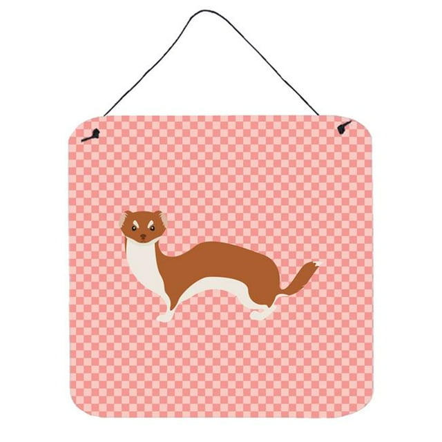 Weasel Pink Check Wall or Door Hanging Prints, 6 x 6 in.