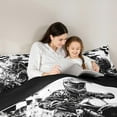 thumbnail image 3 of Manfei Teen Boys Dirt Bike Bedding Comforter Set 7 Pieces, Extreme Sport King Bedding Sets for Men, Black White Grunge Bed Sheets, Super Cozy Room Decor, 3 of 7