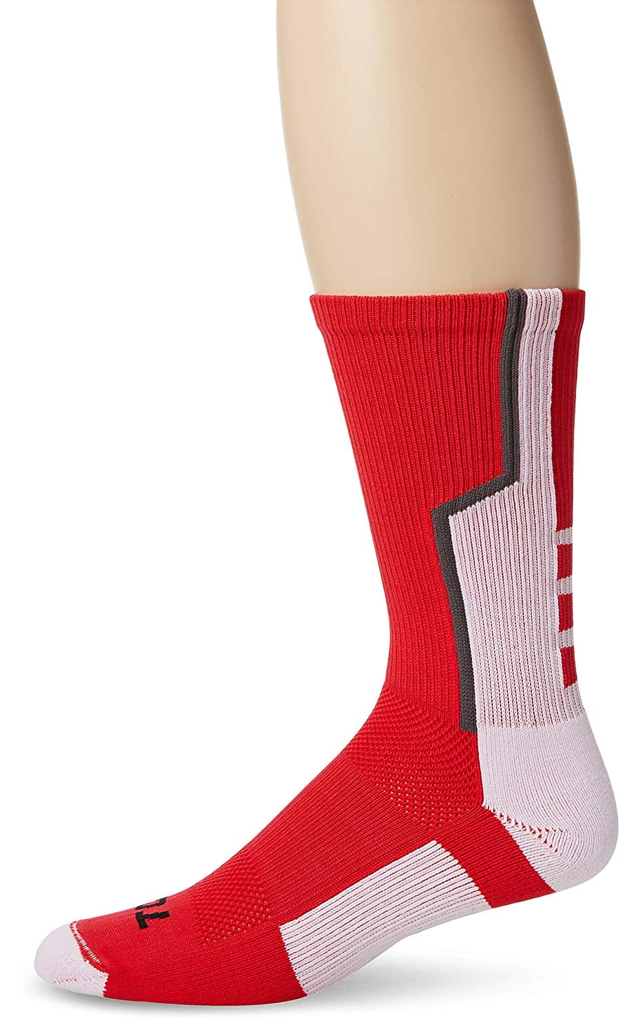 TCK TCK Perimeter 2.0 Athletic Crew Socks (Red/White/Graphite, Medium