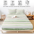 thumbnail image 5 of Twin Sze Fitted Sheet Set - Green Pink Stripes 2 Piece Bedding Sets 16" Deep Pocket Fitted Sheet with 1 Pillowcase, Gradient Geometric Smear Art Paint Brushed Microfiber Hotel Luxury Bed Sheets, 5 of 9