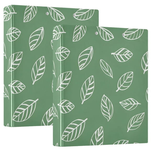 ALAZA Leaves Paint Hardcover 3 Ring Binder 1.5" Round Rings Interior Pockets Binders Organizer 2 Pack
