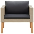 thumbnail image 3 of vidaXL Single Garden Sofa with Cushions Poly Rattan Beige, 3 of 5