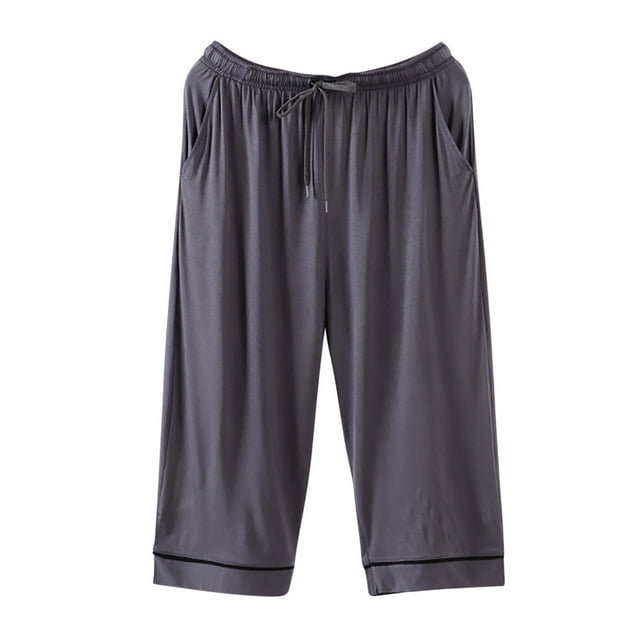 Pijama informal para hombre, pantalones finos y holgados, de color liso, estilo capri