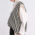 thumbnail image 4 of Women Oversized Houndstooth Knitted Vest Sweater V Neck Loose Sleeveless Sweater, 4 of 9