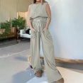 thumbnail image 3 of Cuhas.CA Ensembles pour Femmes Femmes Été Ensemble 2 Pcs Col Ras du Cou Haut Sans Manches Pantalon à Jambe Grand Ensemble Combinaison Été Tenue Décontractée Survêtements pour Femmes, m, 3 of 9