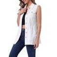 thumbnail image 4 of Chaleco de mezclilla sin mangas para mujer INSPIRE CHIC, con botones, de longitud media, casual, talla XL, blanco, 4 of 6