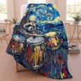 thumbnail image 2 of Couverture Jetable Raton Laveur Jouant de la Batterie pour Adultes Enfants, 50x60 Po, Douce et Chaude en Polaire, Cadeaux pour Canapé, Camping, Randonnée, 2 of 6