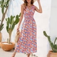 thumbnail image 2 of Summer Saving Wycnly Summer Dresses for Women Beach Fashion Elastic Waist A Line Tank Sundress 2024 Sleeveless V-Neck Floral Print Long Formal Dress Black m, 2 of 7