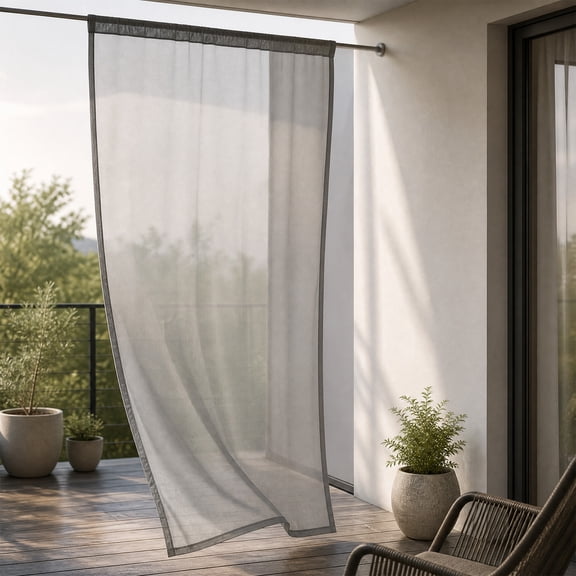 Naittoop Outdoor Gazebo Rain Proof Curtains Through Rod Weatherproof,UV Resistant Outside Curtains for Gazebo,Front Porch,Pergola, Sun Blocking Privacy Curtain,52W x 83L inch,1 Panel,Black