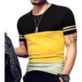 thumbnail image 2 of Summer Fashion Men's T Shirt Casual Patchwork Short Sleeve T Shirt Mens Clothing Trend Casual Slim Fit Hip-Hop Top Tees 5XL, 2 of 7