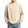 thumbnail image 2 of Boy's Sweatshirt Long Sleeve Crewneck Basic Pullover Sweater | Casual Athletic Fall Clothes Beige,13-14 Years, 2 of 6