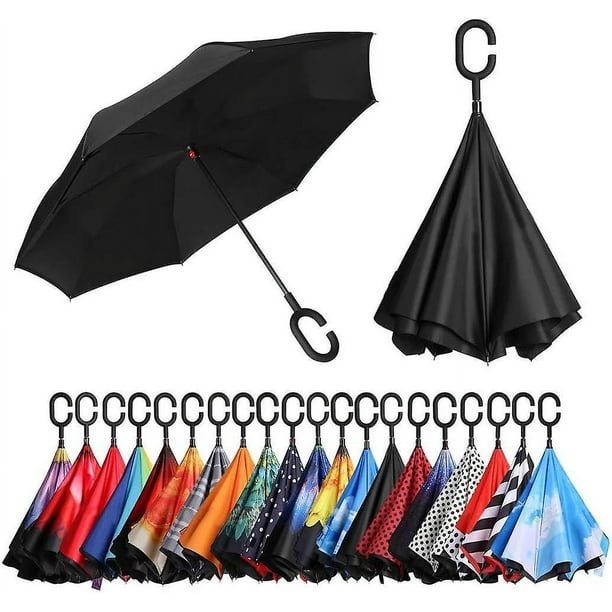 Paraguas invertido, paraguas a prueba de viento con protección UV de doble capa, paraguas a prueba de viento, paraguas plegable para automóvil - negro Rojo Verde Cocina, Decoración y Otros
