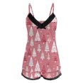 thumbnail image 4 of XIAONU Womens Pajamas Set Christmas Tree Print Festive Loungewear Set Loose Fit Spaghetti Top And Elastic Waist Shorts Sleepwear, 4 of 5