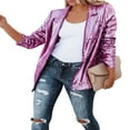 thumbnail image 2 of EIMELI Blazer à Manches Longues Ouvert devant avec Paillettes pour Femmes, Coupe Ample, Rose Rouge m, 2 of 6