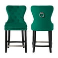 thumbnail image 3 of WestinTrends Wordford 24" Tufted Velvet Counter Stool (Set of 2), Black/ Dark Green, 3 of 12