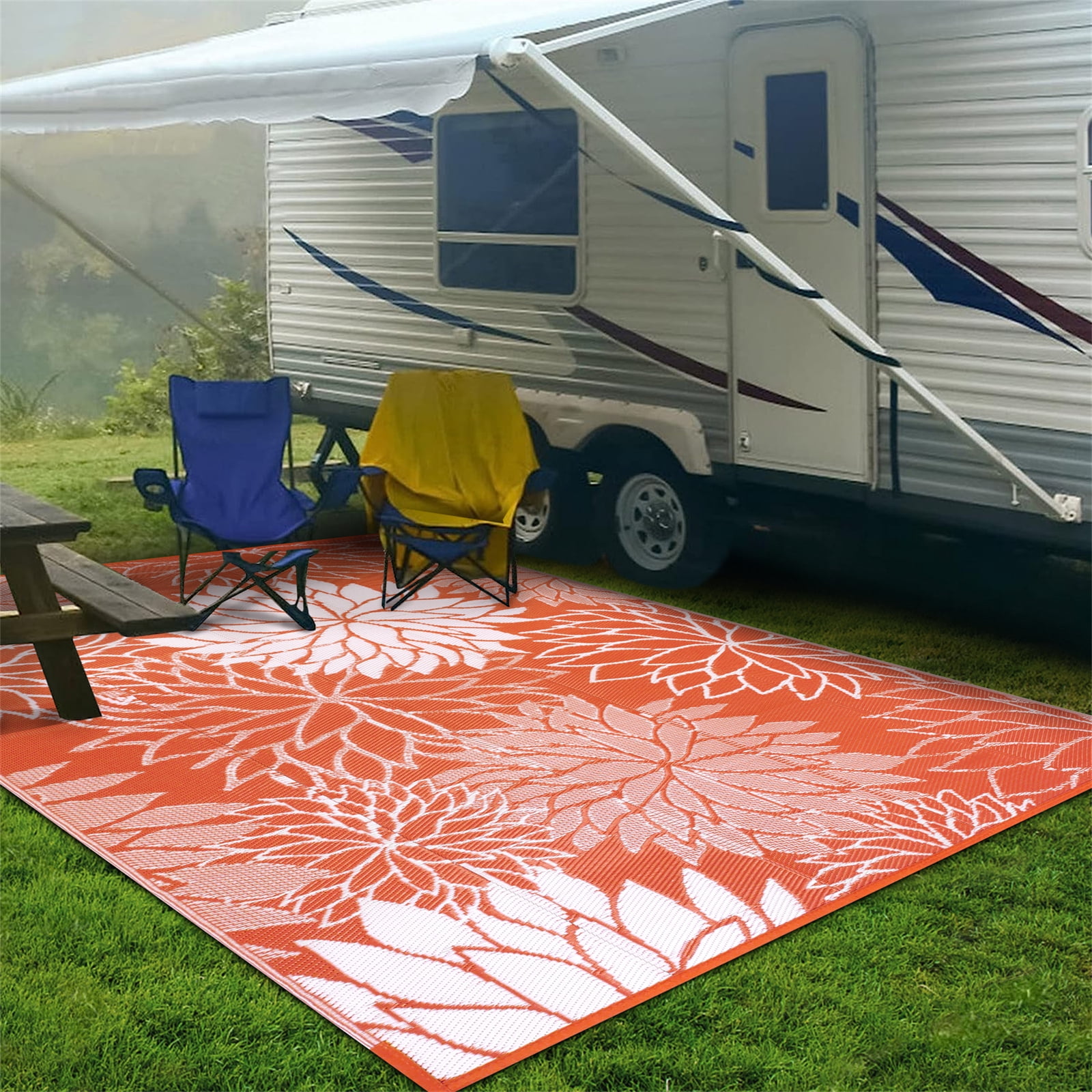 Ileading Outdoor Rugs for Patios 6'x9' Waterproof Patio Mat Plastic Straw Rug Reversible RV Camping Tent Rug Outside Area Rug for RV, Patios,Deck, Beach,Balcony, Camping