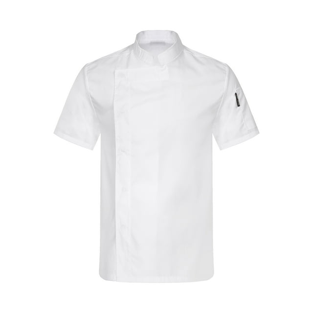 Zaldita Mens Short Sleeve Chef Coat Unisex Classic Chef Jacket Restaurant Kitchen Work Uniform Whie M