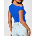 thumbnail image 2 of Ladybranch Cute Crop Tops for Women Tank Tops Ribbed One Piece Off The Shoulder Tank Tops Trendy Preppy Tops (Small,Pure Blue）, 2 of 7