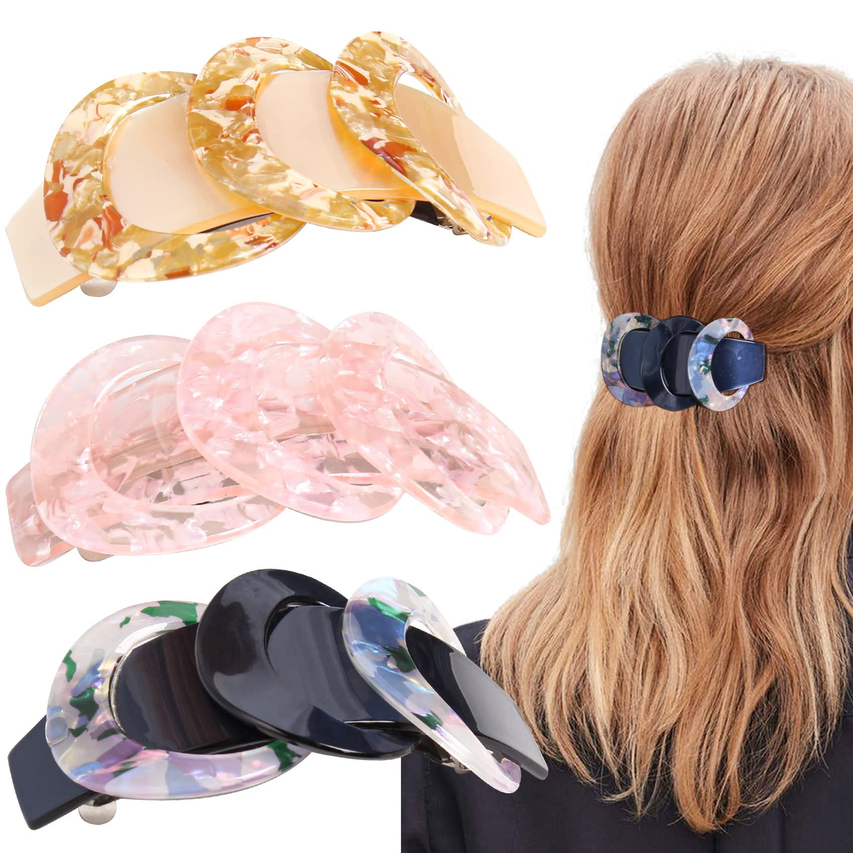 3 Pcs Hair Barrettes for Women Hair Clips Womens Hair Accessories Large
