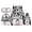 Black White Cow Print, variant on Pink Strawberry Floral Backpack Set with Thermal Lunch Bag Water Bottle Holder and Pencil Pouch for Camping Outdoor Large Capacity Satchel Laptop Bags for Middle School