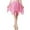 Pink, variant on Womens Tulle Asymmetrical Mini Skirt Solid Color Elastic Waist Costume Performance Clothing Latin Belly Dance Sequined Irregular Skirts Pink One Size
