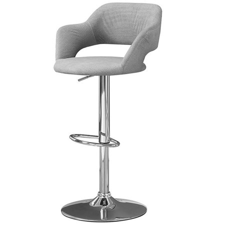 Pemberly Row Adjustable Swivel Bar Stool in Gray and Polished Chrome