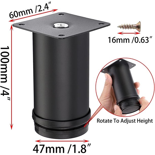 Paquete de 4 patas de repuesto ajustables de 10 cm para muebles, extensiones de patas de mesa de acero inoxidable de alta resistencia para gabinete, sofá, silla, escritorio, Banban LingWen 8390606954404