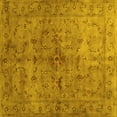 thumbnail image 1 of Ahgly Company Machine Washable Indoor Square Abstract Yellow Contemporary Area Rugs, 8' Square, 1 of 4
