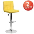 thumbnail image 4 of Flash Furniture 2 Pack Contemporary Yellow Quilted Vinyl Adjustable Height Barstool with Chrome Base, 4 of 15