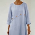 thumbnail image 7 of Amzcrzy Maxi Dresses for Women Cotton Crew Neck 3/4 Sleeve Midi Dress for Women Asymmetrical Hem Button Causual Multicolor Long Dress for Daliy Vacation Light Blue L, 7 of 7