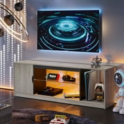 Bestier LED TV Stand for PS5 Gaming Entertainment Center for 60/65 inch TV, Grey