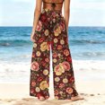 thumbnail image 4 of ICHUANYI Women's Summer Chiffon Lightweight Bathing Suit Cover Up Bohemian Style Printed Swim Beach Pants Wide Leg Swimsuit Coverup Pants, 4 of 7