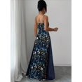 thumbnail image 2 of Navy Blue Floral Print Maxi Dress With Spaghetti Straps, Flared Hem, Sleeveless, Backless Detail, 2 of 5