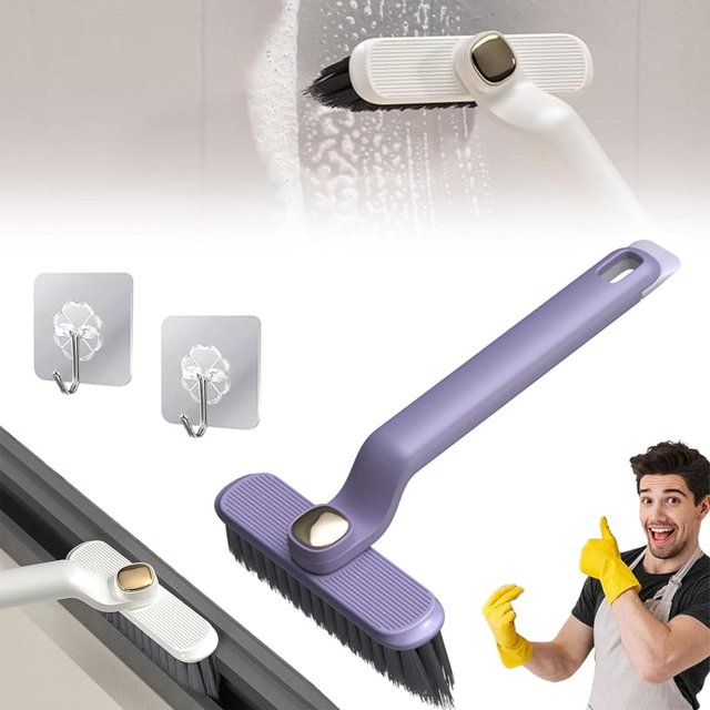 LAICAIW Multi-Function Rotating Crevice Cleaning Brush, Hard Bristle Crevice Cleaning Brush, Crevice Cleaning Tool, 360-Degree Rotating Crevice Cleaning Brush, Cleaning Brush Set (Purple)