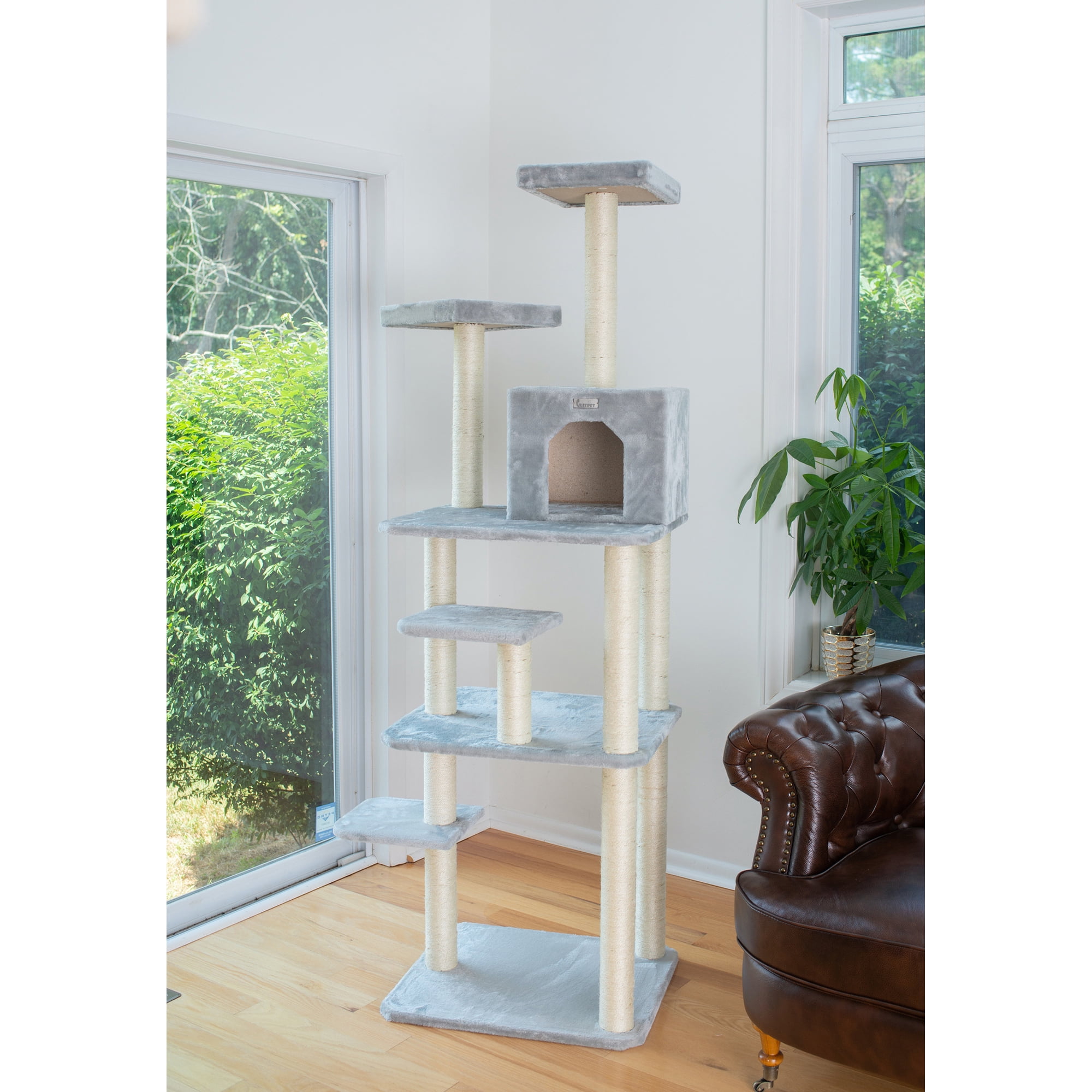 GleePet 74" Cat Tree GP78740822 Silver Gray 7 Levels