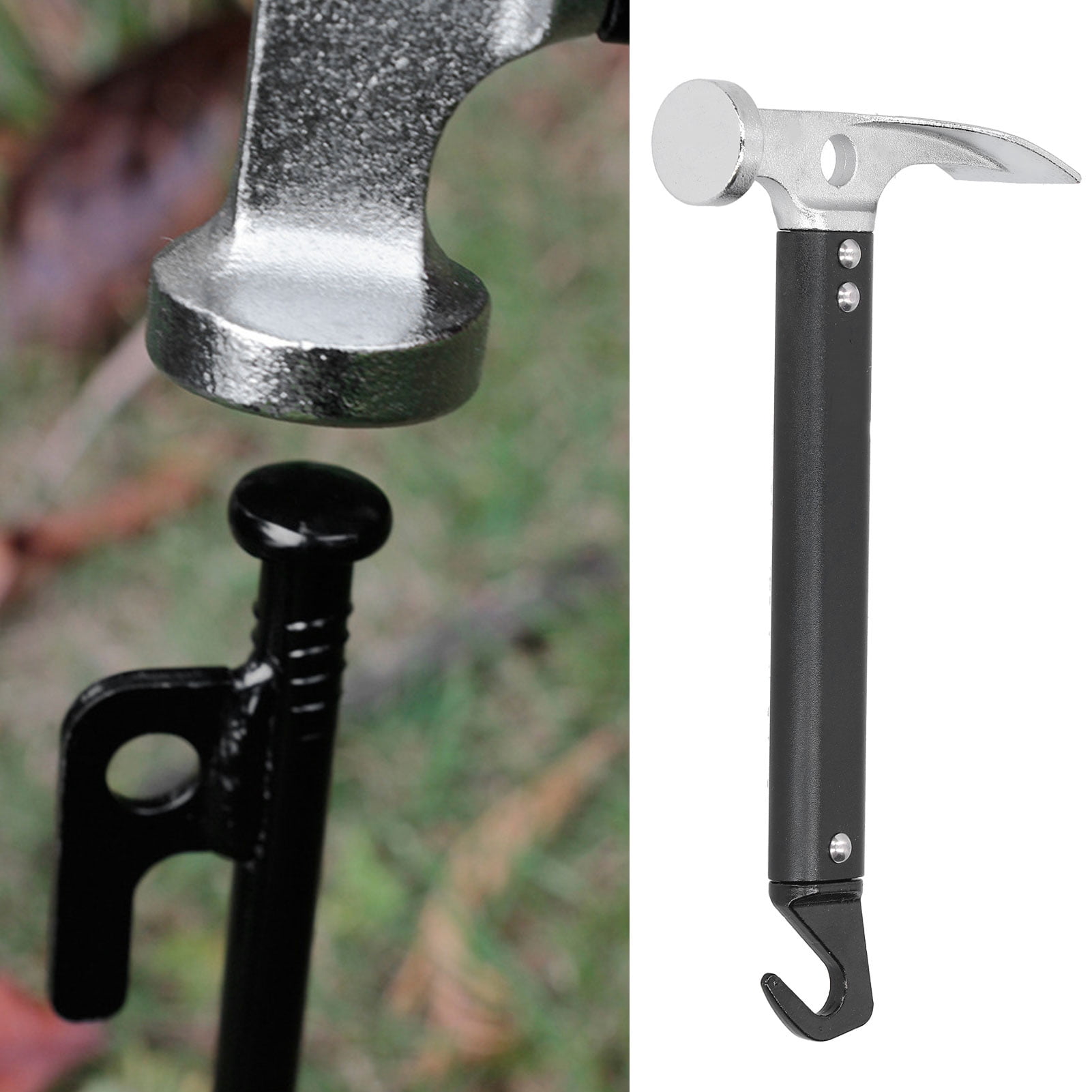 M Buder Professional Camping Mallet Tent Stake Peg Puller Hammer Remover, Aluminum Alloy Mini Portable Outdoor Tool for Backpacking and Hiking (8.7 inches / 22 cm)