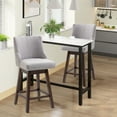 thumbnail image 3 of HOMCOM 28" Upholstered Bar Stool Swivel Bistro Pub Dining Chairs Light Grey, 3 of 9