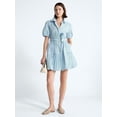 thumbnail image 2 of Free Assembly Women's and Women's Plus Cotton Mini Dress with Puff Sleeves, Sizes XS-4X, 2 of 5