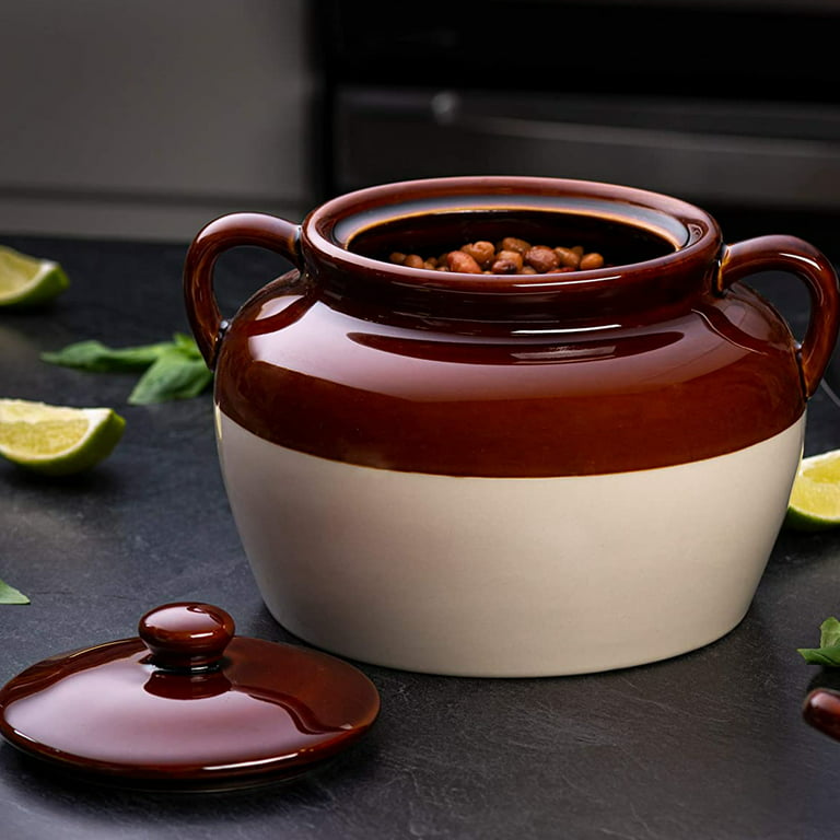Kook 5.5-Qt Stoneware Bean Pot with Lid Large Pot for Cooking