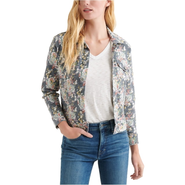Chaqueta vaquera Floral para mujer Lucky Brand gris grande