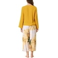 thumbnail image 3 of INSPIRE CHIC Women's 2 Pcs Long Sleeve Top with Floral Capri Pants Lounge Set Sleepwear Pajama Sets M Yellow, 3 of 5