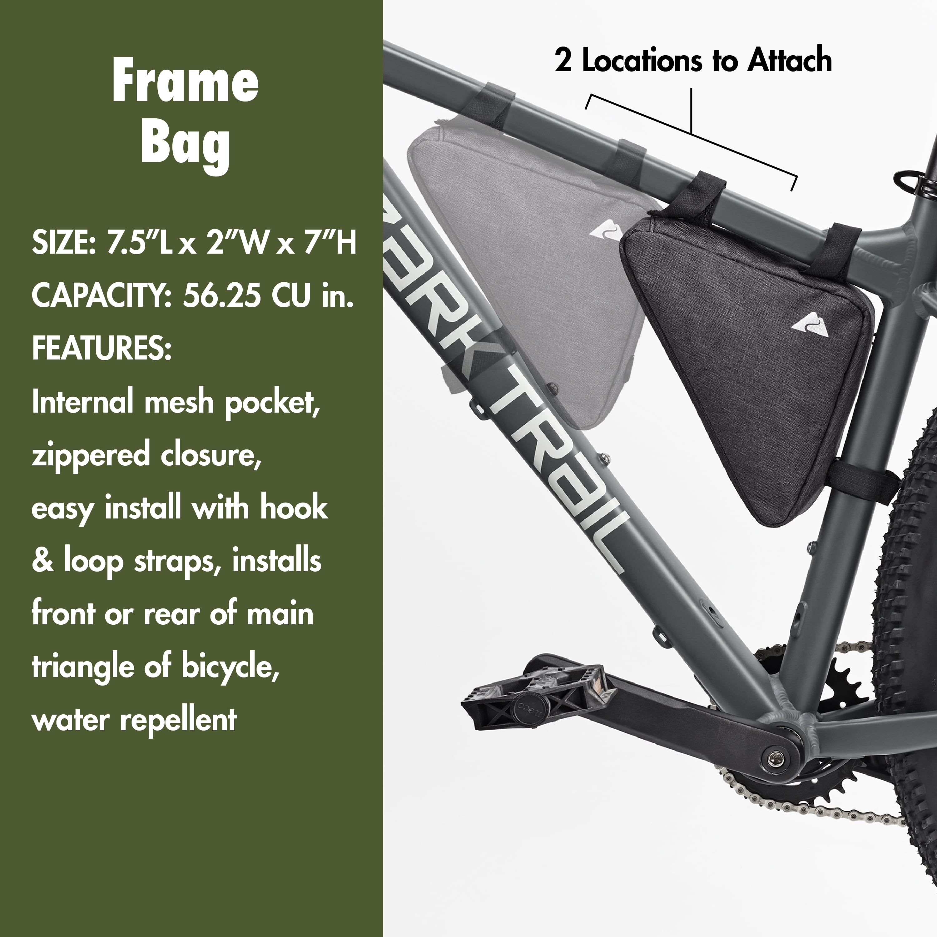 Ozark Trail 3-Piece Bicycle Bag Set, Handlebar, Frame, and Pannier Bags