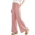 thumbnail image 5 of UAMVSH Women's Striped Casual Pants Comfy Elastic Waist Wide Leg Pants Fashion Loose Drawstring Lounge Trousers with Pockets, 5 of 6