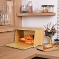 thumbnail image 4 of Vintage Large Wood Bread Box for Kitchen Counter, Retro Design Single Layer Bamboo Large Capacity Food Storage Bin (White), 4 of 8
