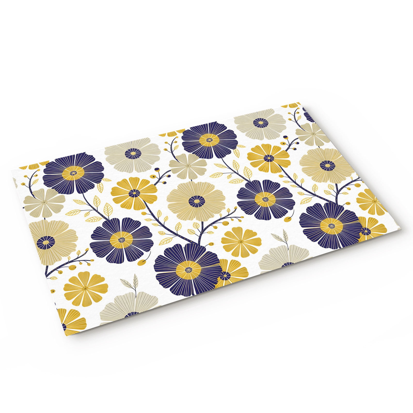 Doormat Yellow Sunflowers Doormats Entrance Door Rug Wildflower Daisy Branches Floor Mat Welcome Front Door Mat for Indoor Outdoor Kitchen Home Decor 18x30 Inch
